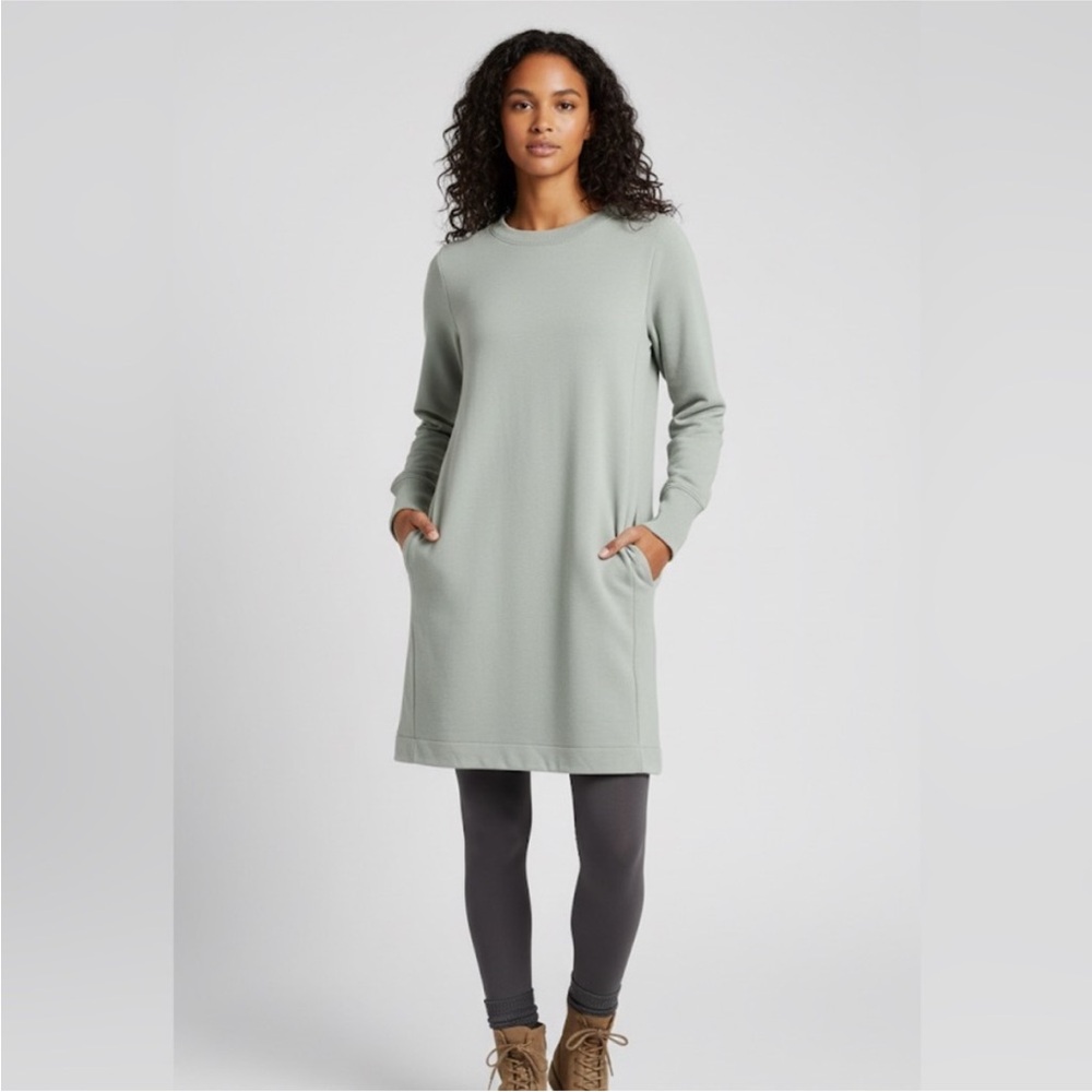 Athleta coaster luxe sweatshirt dress size medium sage green